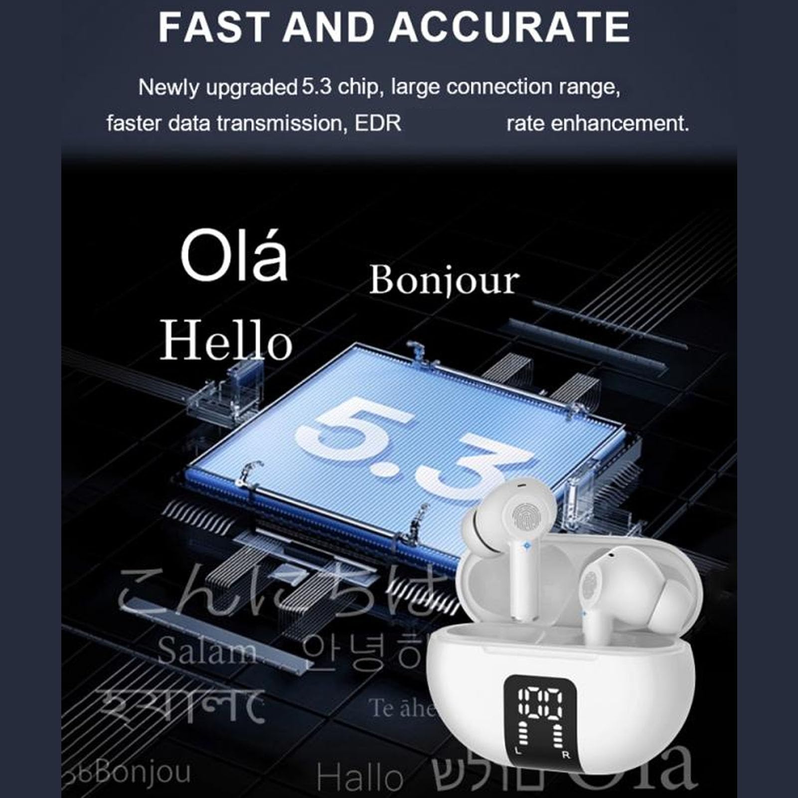 ciciglow Language Translator Earbuds, M10 Bluetooth Translator Headphones Supports Calls, Music, Offline Translation - Image 3