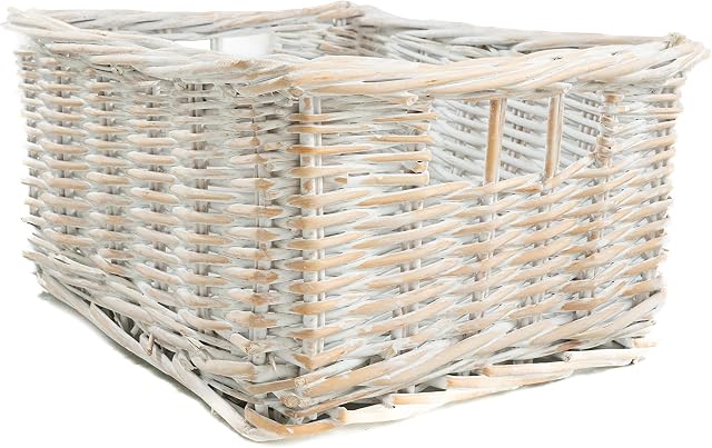 Arthur Cameron Rectangular Wicker Storage Basket 29x25x15cm (Brush White)
