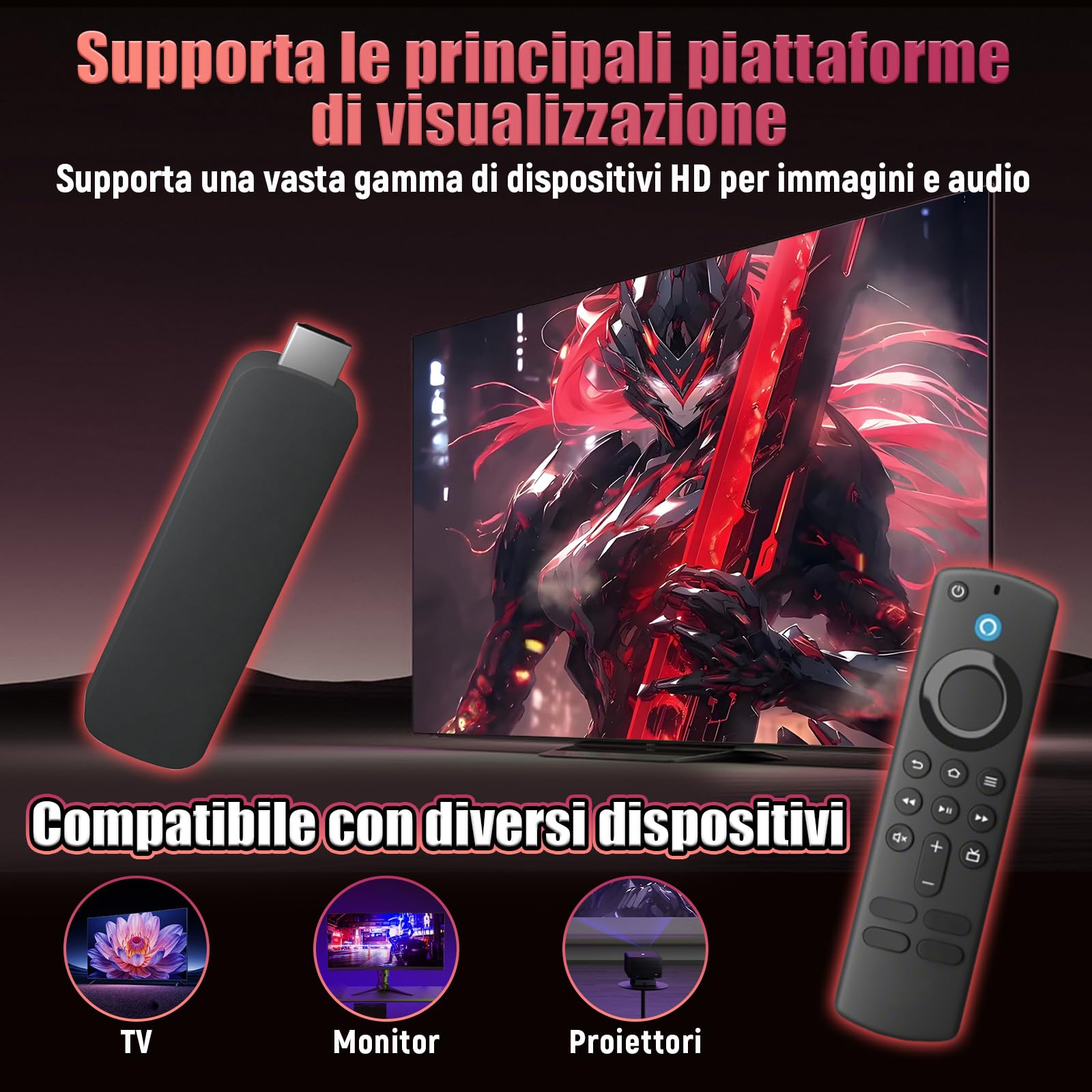 H10 Android TV Stick, Android 16.0, Smart TV Stick HD, Processore Quad‑Core H313, Supporta Wi‑Fi e Bluetooth, Dispositivo Plug & Play per TV con Connessione Internet, Ideale per Home Theater e Viaggi