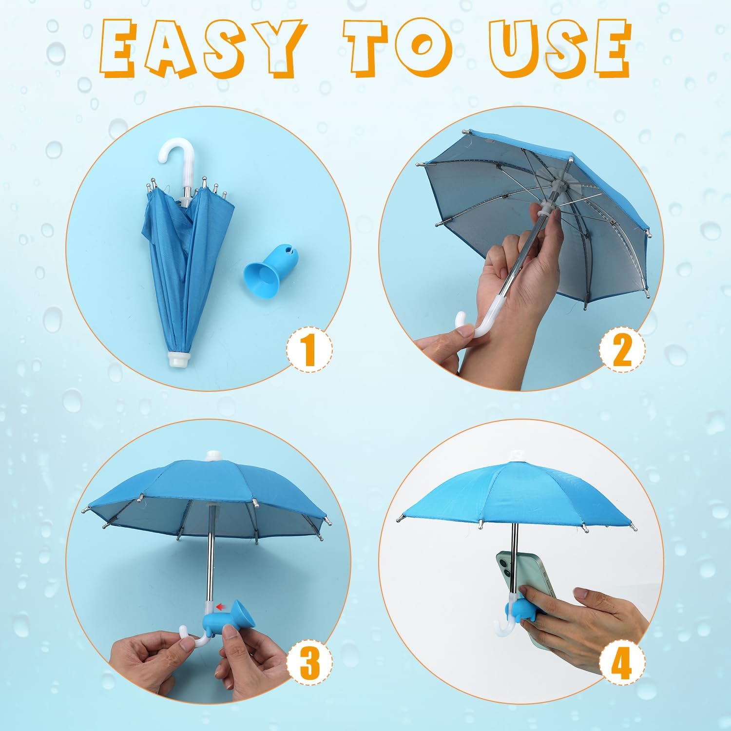 Parapluie pour Téléphone Portable avec 3 Ventouses - Support Ombrelle de Protection Solaire pour Extérieur