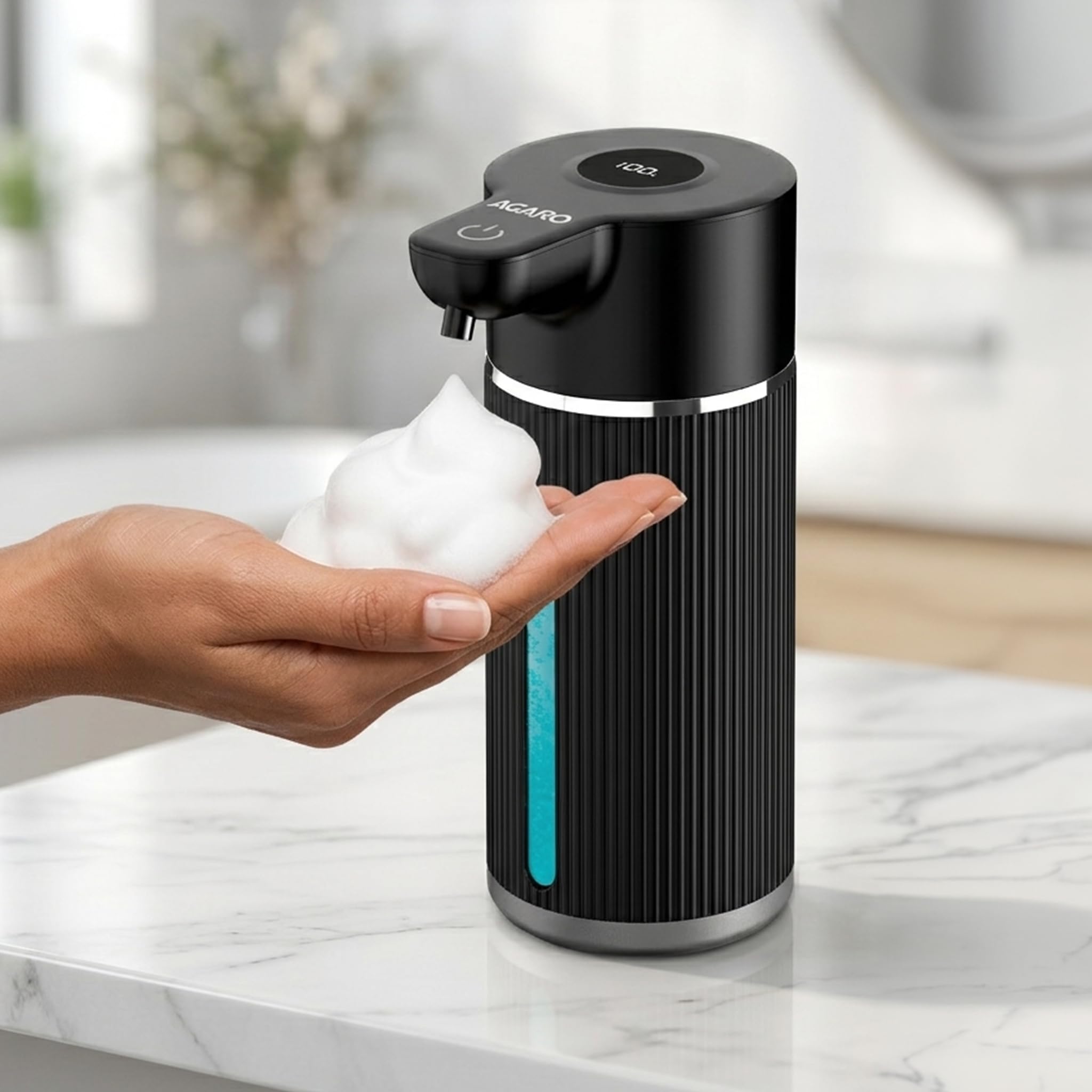 AGARO Elite Automatic Soap Dispenser, 420ml Touchless Foaming Hand Wash Dispenser, Digital Display, Wall Mount, Rechargeable 1200mAh Battery, IPX5 Water Resistant, for Bathroom, Kitchen & Office-image-28