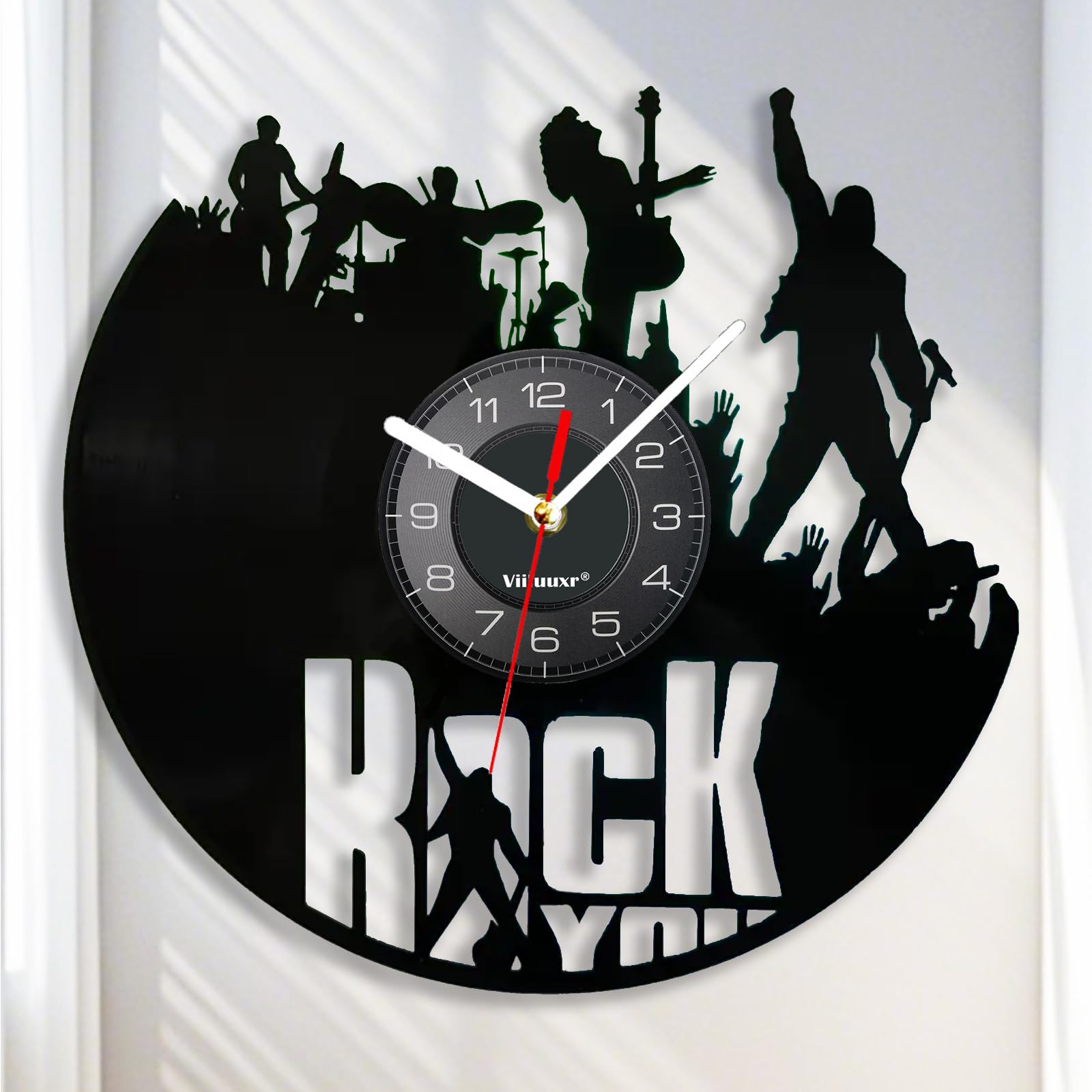 Angus Gitarren-Schallplatten-Uhr – 30 Cm Schwarz, Analoge Wanduhr Aus Recyceltem Vinyl