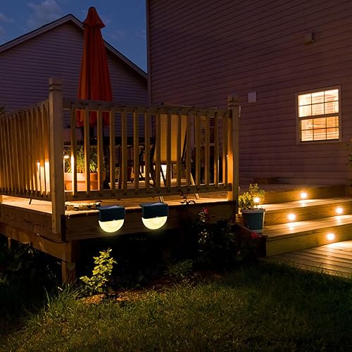 Miniatura 2 de 4 Pcs Black Solar Fence Lights Outdoor Wall Lamps Energy-Saving LED for Garden Patio Deck Step Lighting