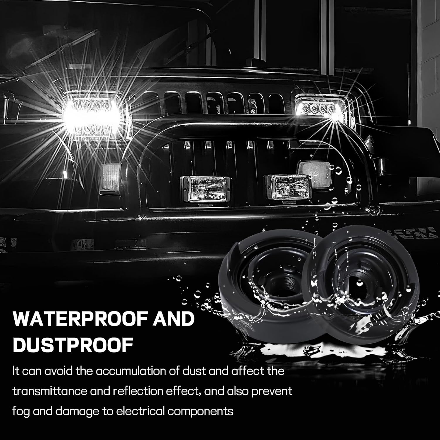 2PCS Car Headlight Cover for H4 Bulb Protection, 80mm Rubber Headlight Protective Cover for Dust & Water Resistant, Universal H4 LED Lights Dust Cap for Most Cars Trucks SUVs