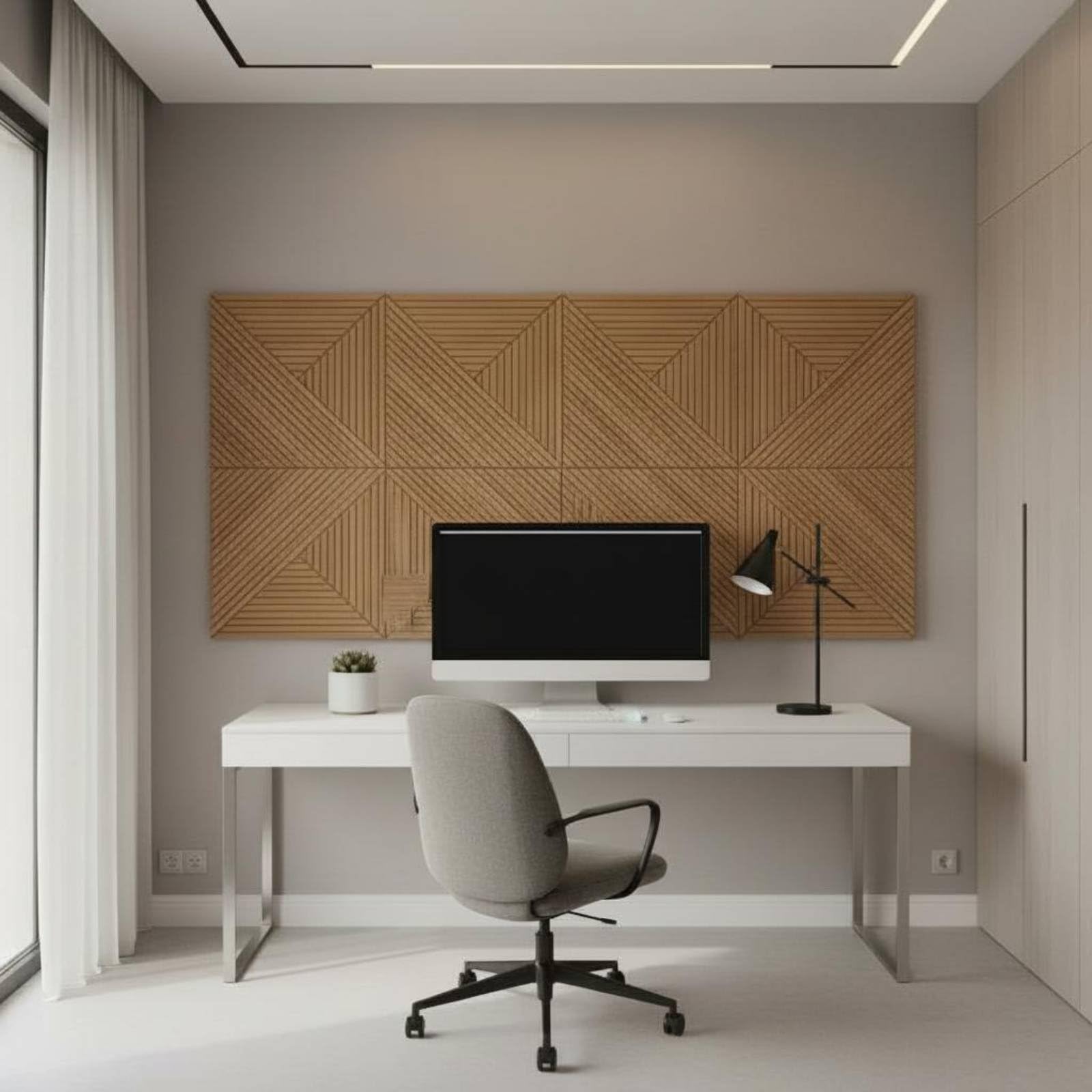Gralara Pannello Acustico Fonoassorbente Parete Isolante Rivestimento Decorativo Fonoisolante in Feltro Poliestere con Trama Legno per
