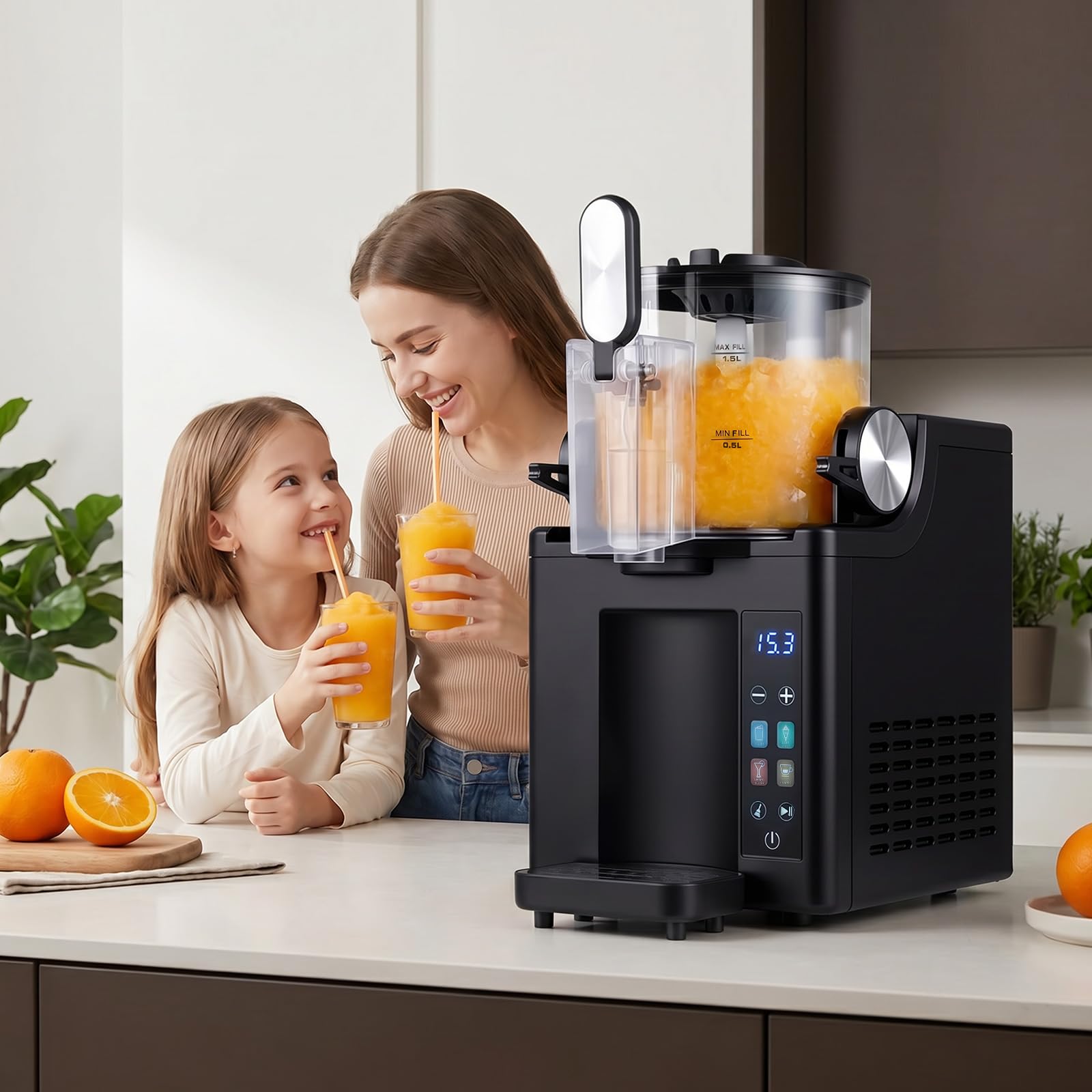 FANTASK Máquina de granizado 1,5 L | Slusheis - Máquina de helado con LED táctil, 4 modos, autolimpieza, para granizados, helados y cócteles