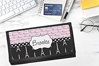 Vista 2 de Funda de lona personalizada para chequera de Paris Bonjour y Torre Eiffel, Cartera delgada