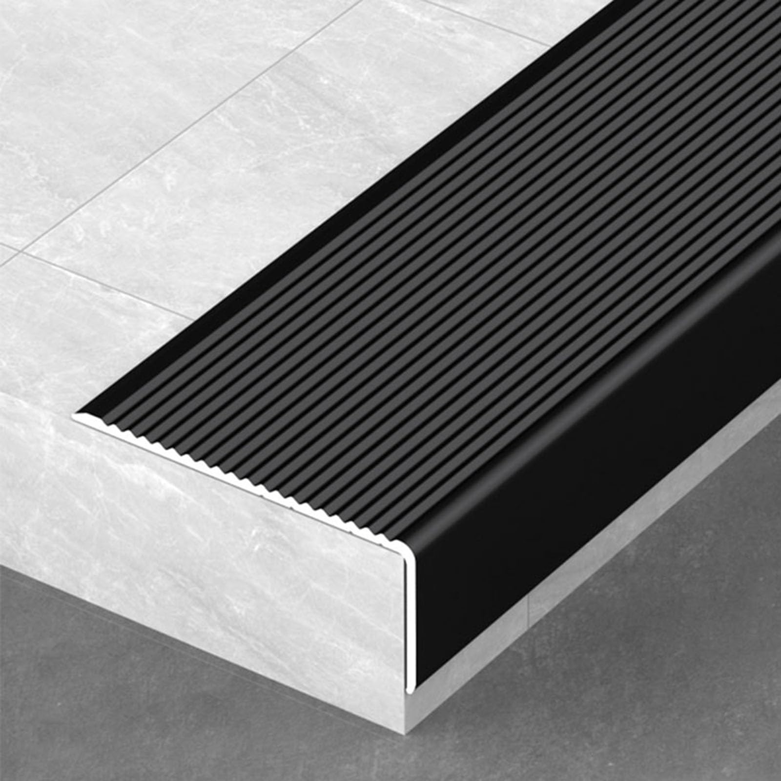 Perfil de Borde Protección Escalón 1 Paquete De Borde De Punta De Escalera 7 10 CM De Ancho Negro, Protectores De Borde De Escalera Para Interiores Y Exteriores Protector De Peldaños Antideslizante, M