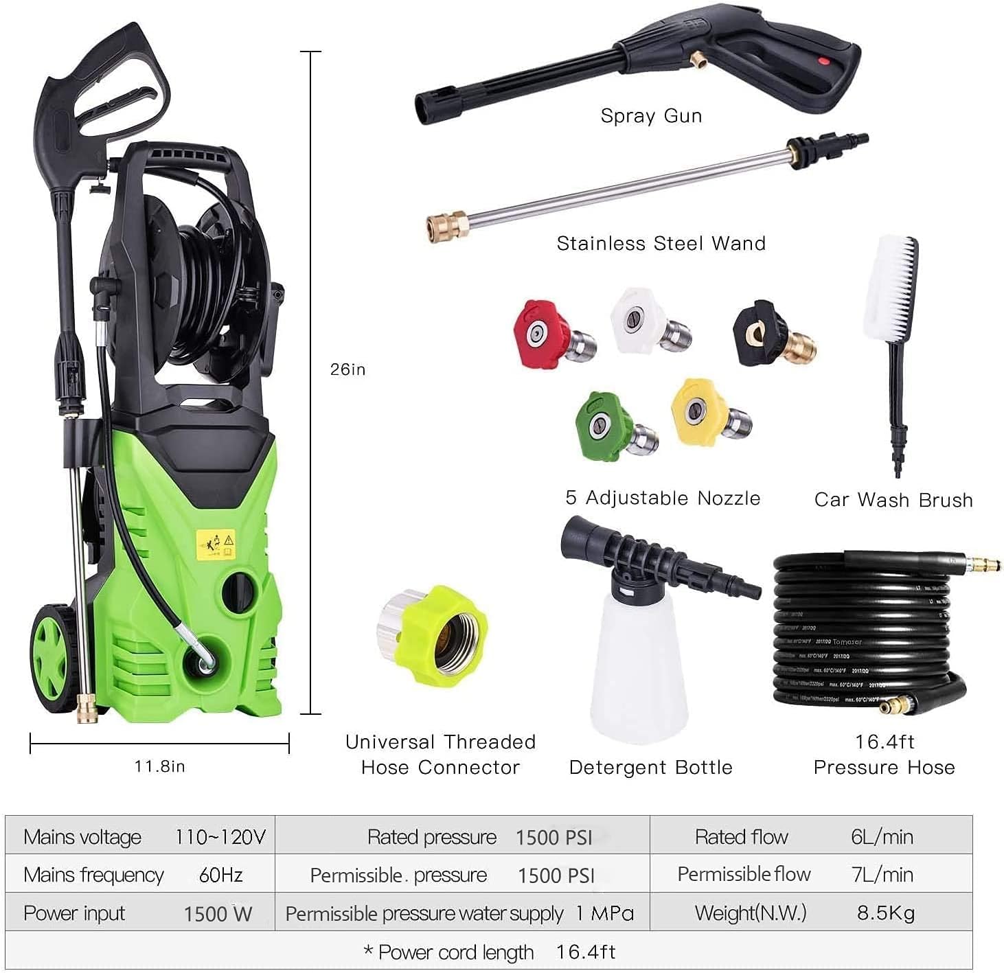 🛒 Flash Sale Homdox Electric Pressure Washer Pressure Power Washer 1500W 1.5GPM Foam Cannon with 4 Nozzles ,Best for Cleaning Homes/Cars/Fences/Patios