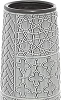 Vista 2 de Deco 79 Ceramic Decorative Vase Slim Engraved Patterned Centerpiece Vase, Flower Vase for Home Decoration 7" x 7" x 22", Gray