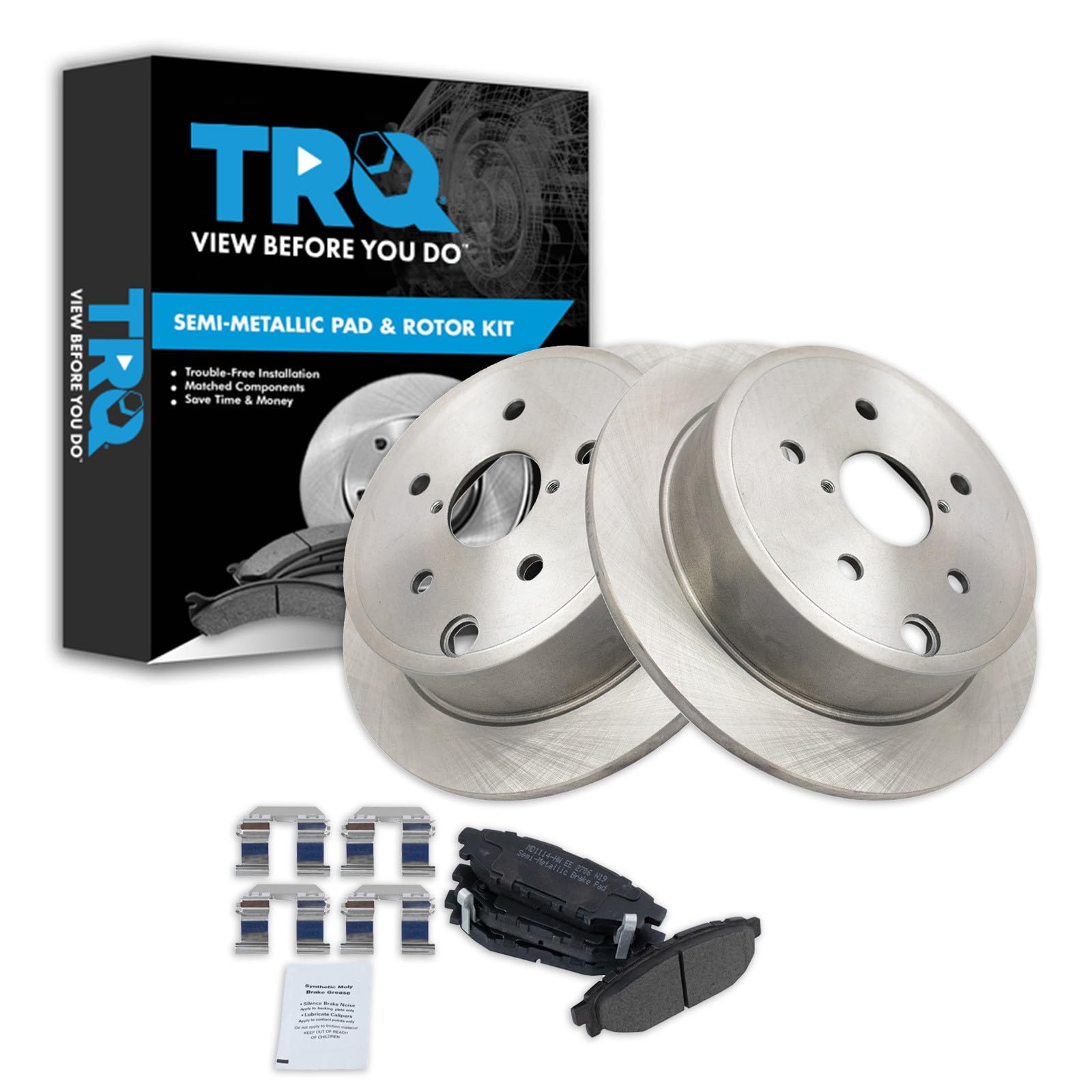 TRQ Rear Brake Pad and Rotor Set Semi Metallic Rotors