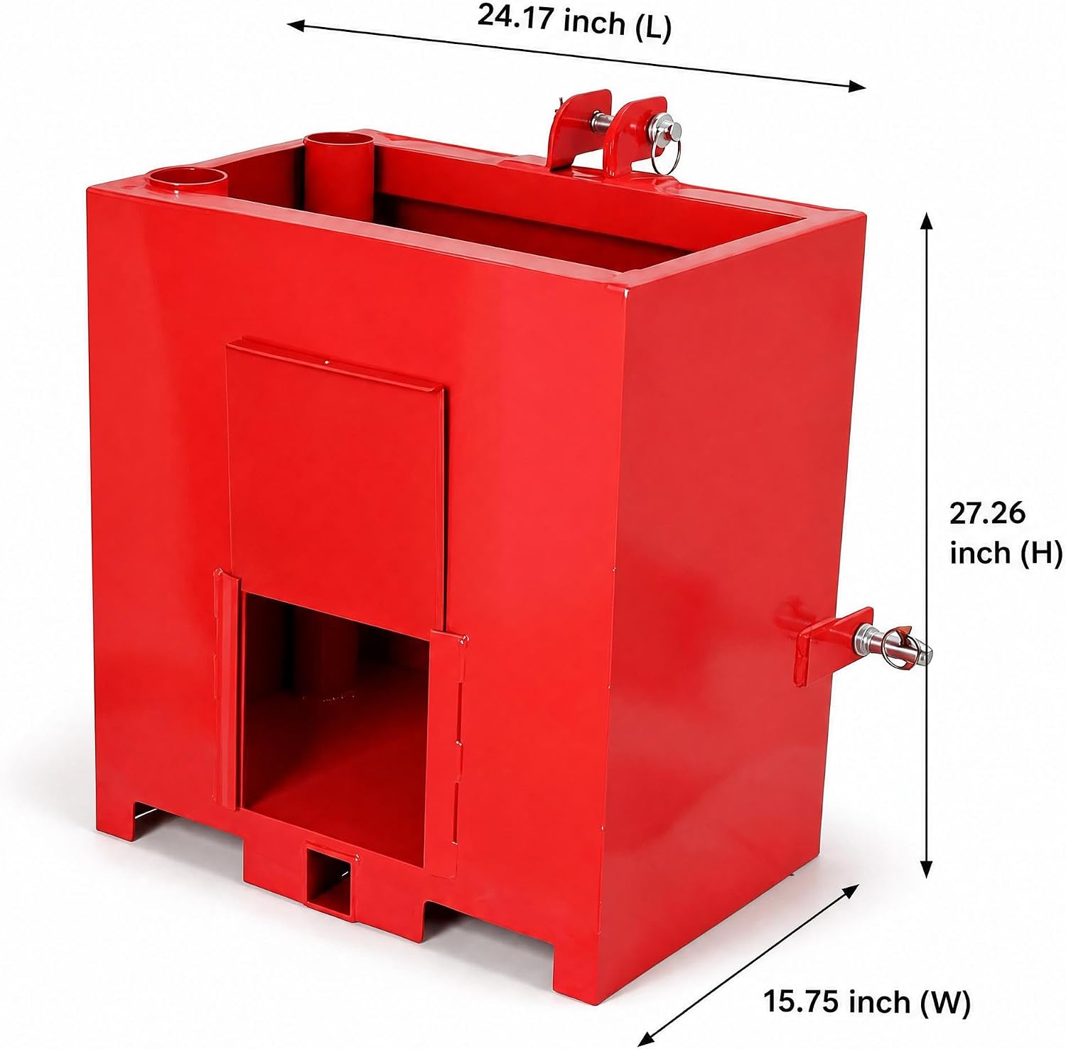 Tractor Ballast Box, 800 Lb Rear Counterweight 3 Point Ballast Hitch Box for Category 1 Tractors, Heavy Duty Steel 3 Point Hitch Ballast Box with 2" Receiver, Sliding Cleanout Door, Tool Holders