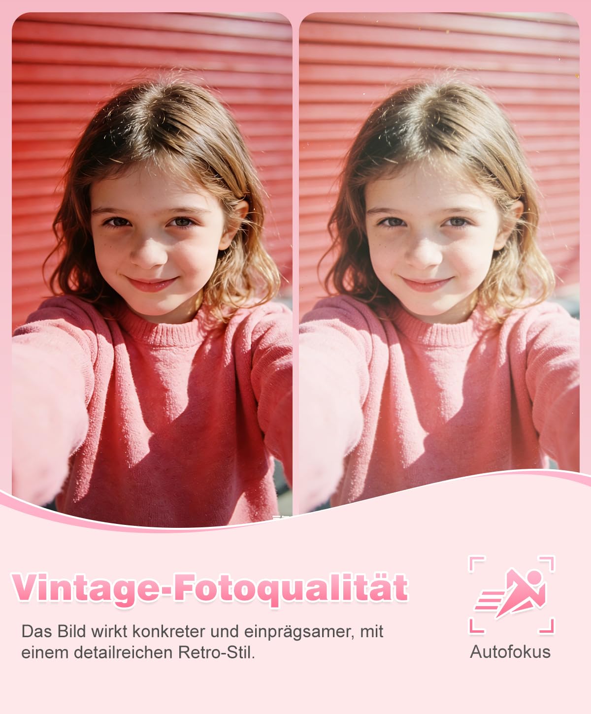 Digitalkamera 50MP Fotokamera 1080P Videokamera mit 16X Digitalzoom, 2,4" Bildschirm Vlogging Kamera Fotoapparat Mini Kompaktkamera für Kinder Teenager, 16G Karte (Rosa)