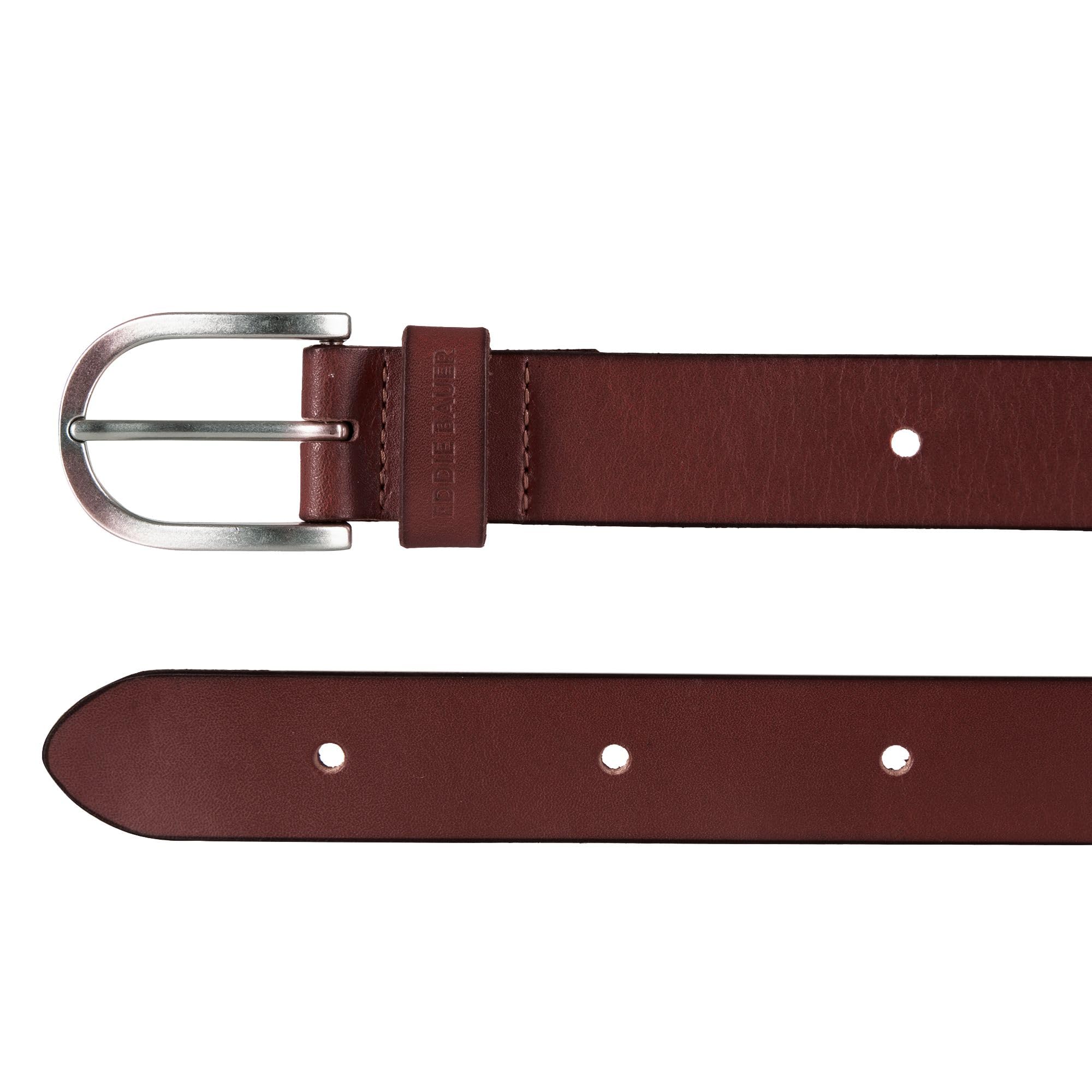 Eddie Bauer Ceinture Fin-Cuir véritable avec Trous pour Dents pour Ajustement personnalisé-Marron, Femme