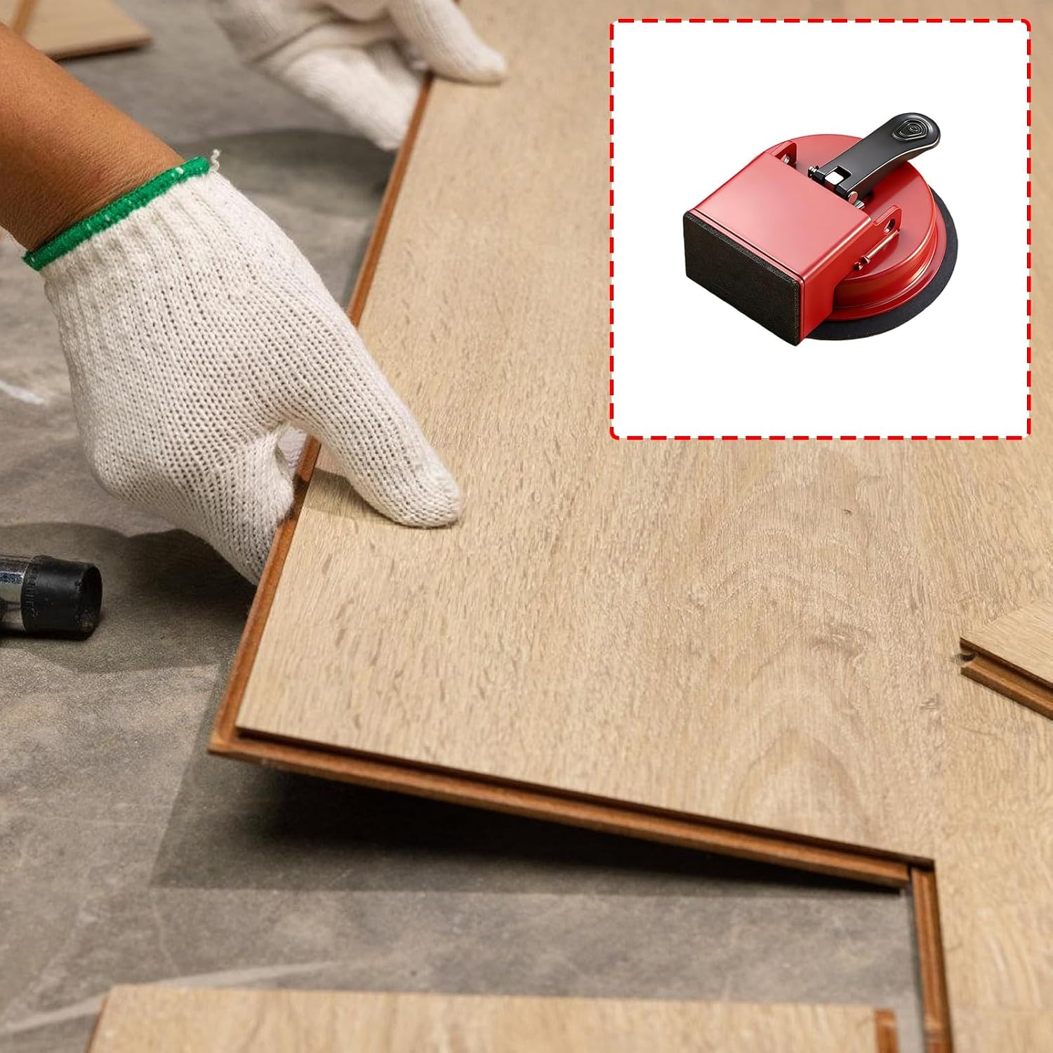 Carbon Steel Rubber Floor Board Gaps Fixing Tool with Single Touch Operations for Wooden Planks Installation DIYer and Professional Floor Board Adjuster Tool