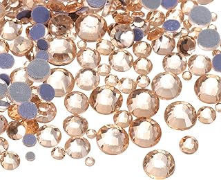 Generic 1450 Pcs Hotfix Rhinestones Flatback Crystal Glass Gems with Clear Bag Nail Art Kit for Crafts Clothes DIY Decoration 5 Sizes (SS6-SS30 Set,Champagne)