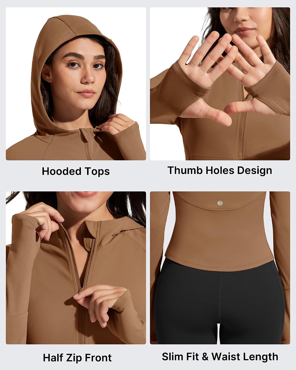 G4Free BareFeel Women's Half Zip Pullover Hoodies Slim Fit Yoga Running Long Sleeve Tops with Thumbholes