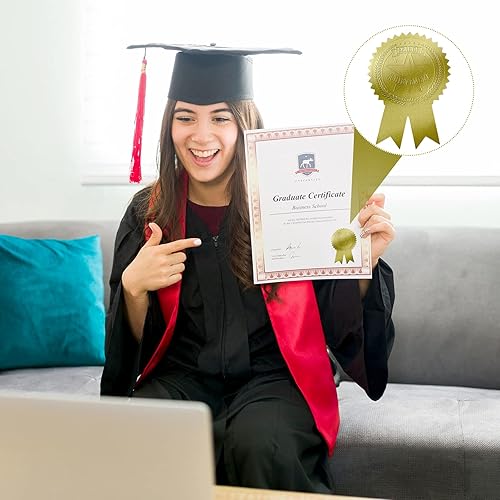 Miniatura 6 de 200 sellos en relieve de cinta y sello de certificado de lámina dorada en relieve sello de logros, sellos de certificado de cinta en relieve,