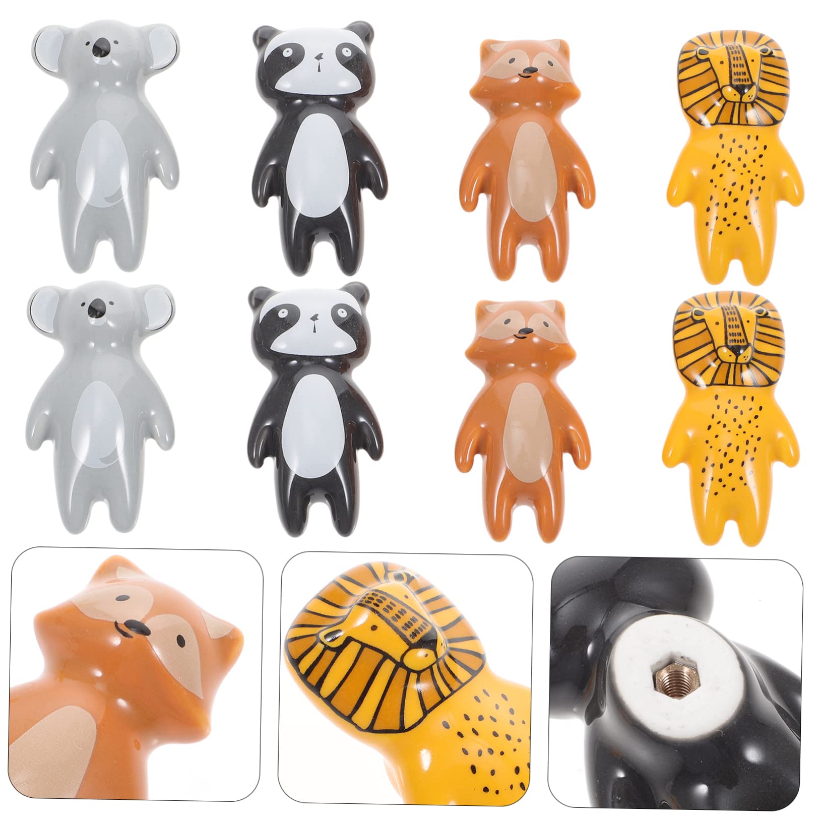 YARNOW 8 Pomelli per Mobili a Forma di Animale, in Ceramica e Lega, per Cameretta, 8 Pezzi, Facili da Installare, Decorativi per Armadio e Cassetto