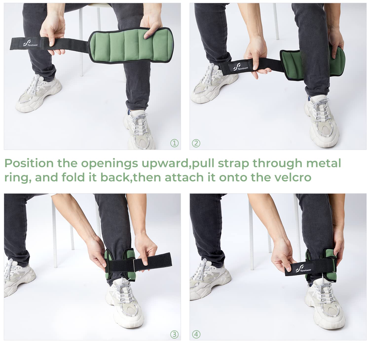 Sportneer Adjustable Ankle Weights 1 Pair 2 4 6 8 10 Lbs Leg Weight Straps for Women Men Kids, Weighted Ankle Weights Set for Gym,Fitness, Workout,Walking, Jogging,1-5 lbs Each Pack, 2 Pack 2-10 lbs (Olive)