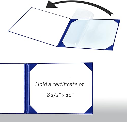 Vista 28 de Cubierta de diploma de 8.5 x 11 pulgadas para diploma, cubierta de certificado de graduación, cuero liso, azul marino