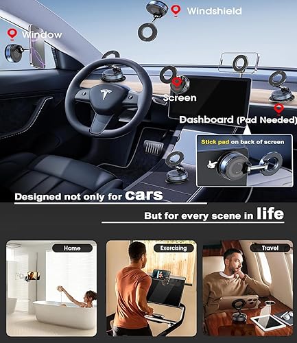 Miniatura 4 de Soporte magnético de teléfono para automóvil mejorado al vacío 2026, reforzado en 360, 98 libras, soporte de teléfono con ventosa ultra para
