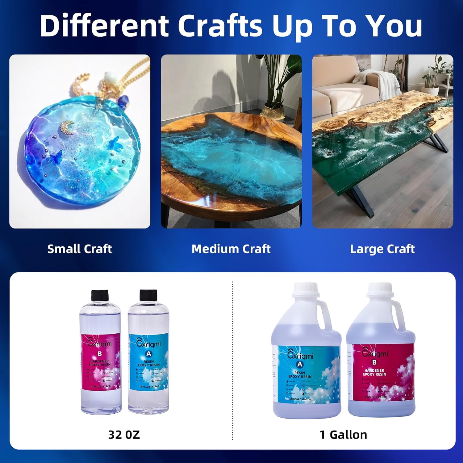 Epoxy Resin Kit No Yellowing Self Leveling Easy Mix 1:1 Casting Kit Bubble-Free High Gloss Finish for Art & Crafts DIY Jewelry Making Clear Crafts, Molds, River Tables (32, Ounces)