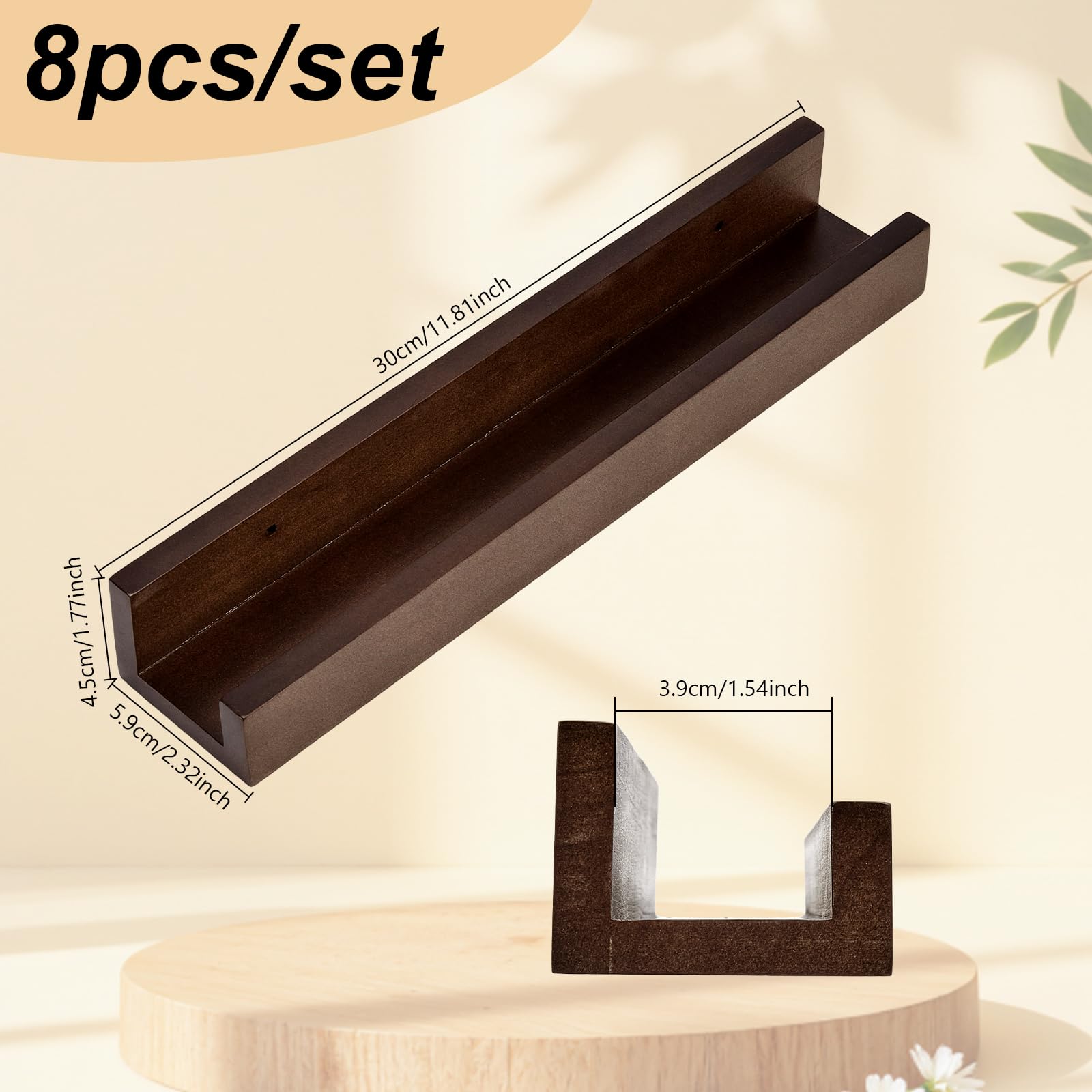 8 soportes de pared para discos de vinilo, estantes flotantes de discos de madera, soporte de almacenamiento de discos de vinilo de pared para álbum, libro, arte de imágenes en dormitorio