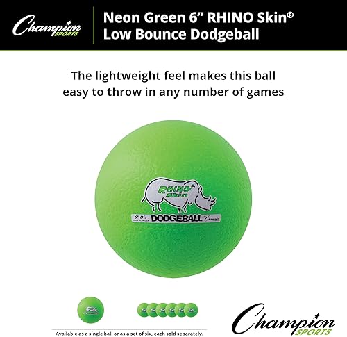 Miniatura 54 de Champion Sports Rhino Skin - Juegos de bolas de dodgeball de rebote bajo y individuales para juegos de juegos infantiles, PE, patio trasero y liga