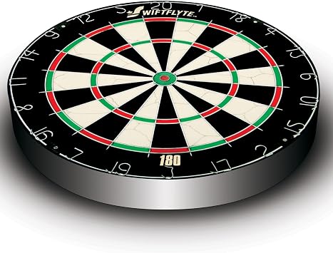 Classic Cabinet and Bristle Dartboard Set with Staple-Free Bullseye, Rotating Number Ring, Tightly Packed Sisal Board, High Tensile Round-Wire, Includes 2 Sets of Brass Steel Tip Darts