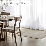 NICETOWN White Sheer Non-See-Through Privacy Kitchen Curtains 45 Inches Long, Rod Pocket Light Filtering Window Treatments, Heavyweight Luxuxy Drapes for Living Room, Bedroom, Bathroom, 2 Panels