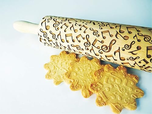 Miniatura 9 de MUSICAL INSTRUMENTS EMBOSSING ROLLING PIN with NOTES and MUSICAL INSTRUMENTS LASER ENGRAVED for EMBOSSED COOKIES GIFT FOR MUSICIAN
