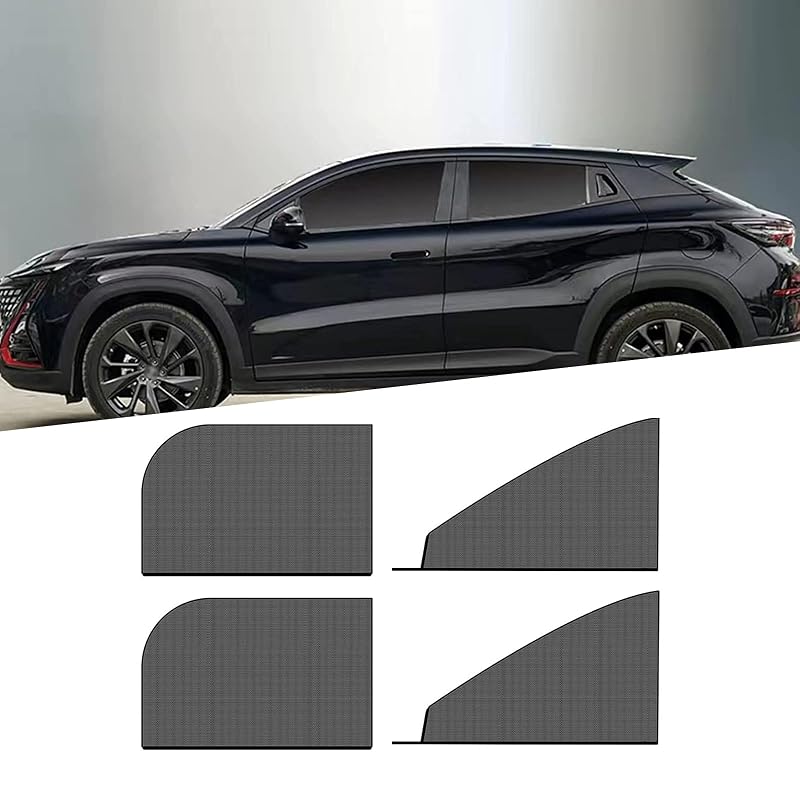 Protetor Solar de Tela Dupla para Janelas Laterais de Carros e SUVs GKmow, Preto, Kit com 4 peças