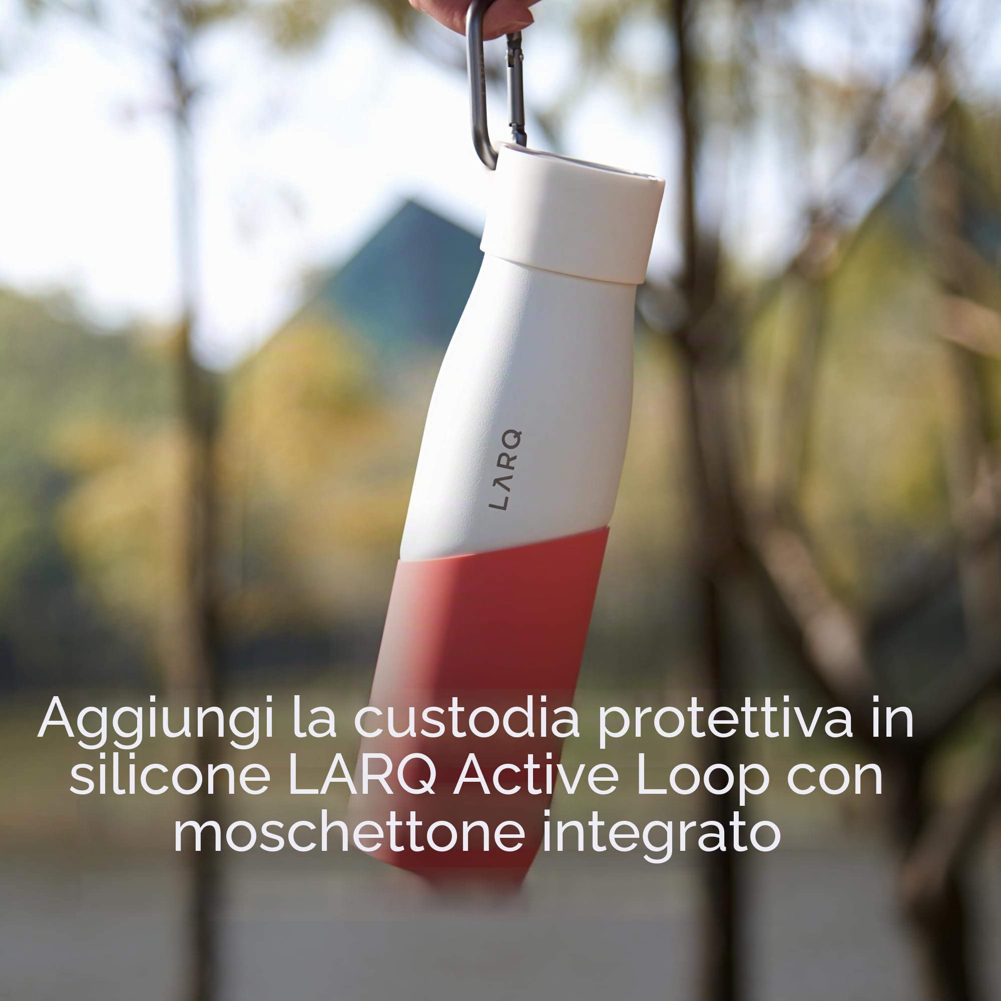 LARQ Movement PureVis 710ml – Borraccia purificante UV con autopulizia, Leggera in acciaio inox con rivestimento in silicone | Mantiene l’acqua fresca, Antiurto | Smart termica | White/Pebble
