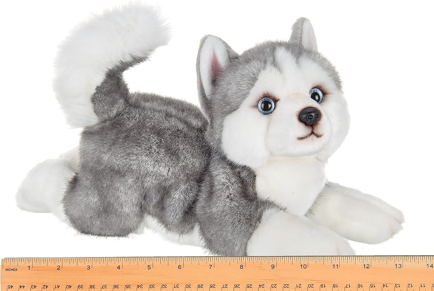 Bearington Explore 13-Inch Baby Dog Plush, Huggable Stuffed Animal Puppy, Adorable and Cuddly Husky Manouk Dog Plush Toy for Nursery Decor, Kids and Collectors, for Ages 3-14