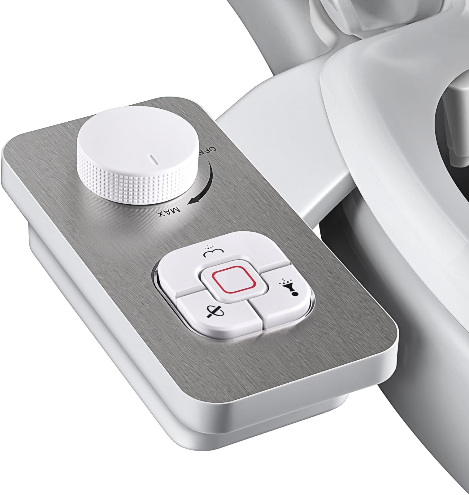 SAMODRA Bidet Attachment, Non-Electric Cold Water Bidet Toilet Seat Attachment with Pressure Controls, Retractable Self-Cleaning Dual Nozzles for Frontal & Rear Wash - Brushed Nickel