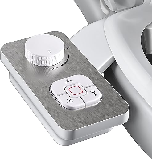 SAMODRA Bidet Attachment, Non-Electric Cold Water Bidet Toilet Seat Attachment with Pressure Controls, Retractable Self-Cleaning Dual Nozzles for Frontal & Rear Wash – Brushed…