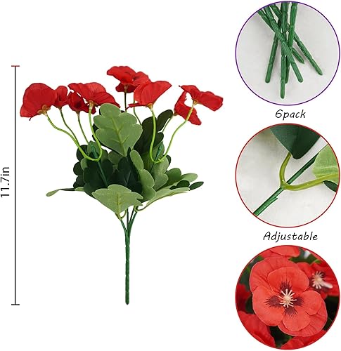 Miniatura 10 de Agusbagli 12 paquetes de flores artificiales, 11.7 pulgadas para exteriores, resistentes a los rayos UV, flores silvestres pequeñas, no se
