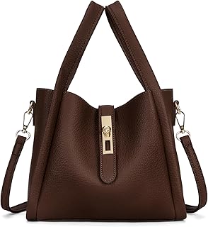 hibear Trendy Vintage Bucket Bag Women's Crossbody Bucket Bag Work Handbag Carry all Shoulder Purse with Adjustable Strap