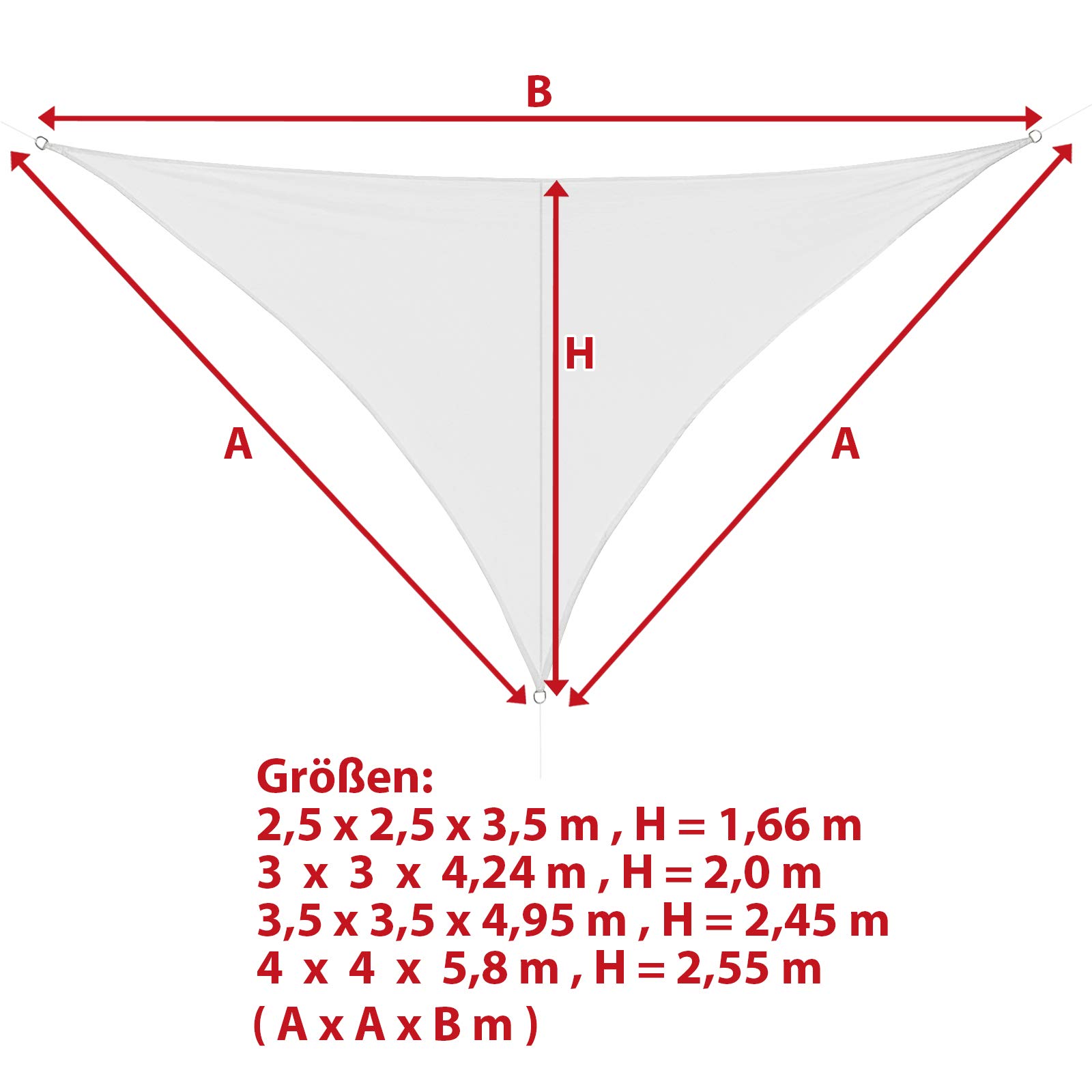 Tenda Velo Sole Triangolare 4x4x5.8m - Ombreggiante Giardino, Terrazza Con Protezione UV 30+ - Granito - Foto 5