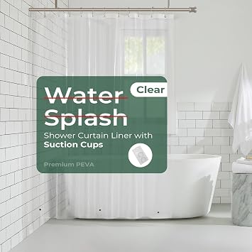 HARBOREST Clear Shower Curtain Liner with Side Suction Cups, Premium PEVA Plastic Shower Liner with 3 Magnets, Waterproof Bathroom Curtain, 72 x 72, Clear