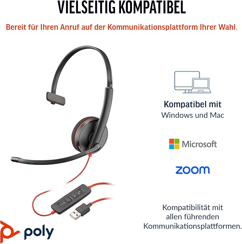 Poly Blackwire 3220 USB-C Headset Zajszűrő Mikrofonnal Teams Zoom Kompatibilis - BLACKWIRE, C3220 USB-C, USB C/A ADAPTER, ECOMM, USB-C/A