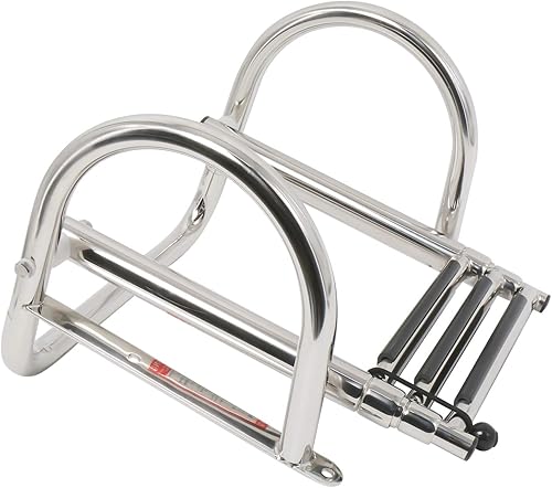 Miniatura 3 de Amarine Made Escalera telescópica de acero inoxidable a bordo de 3 escalones, escalera plegable para embarcaciones marinas, yates y piscina