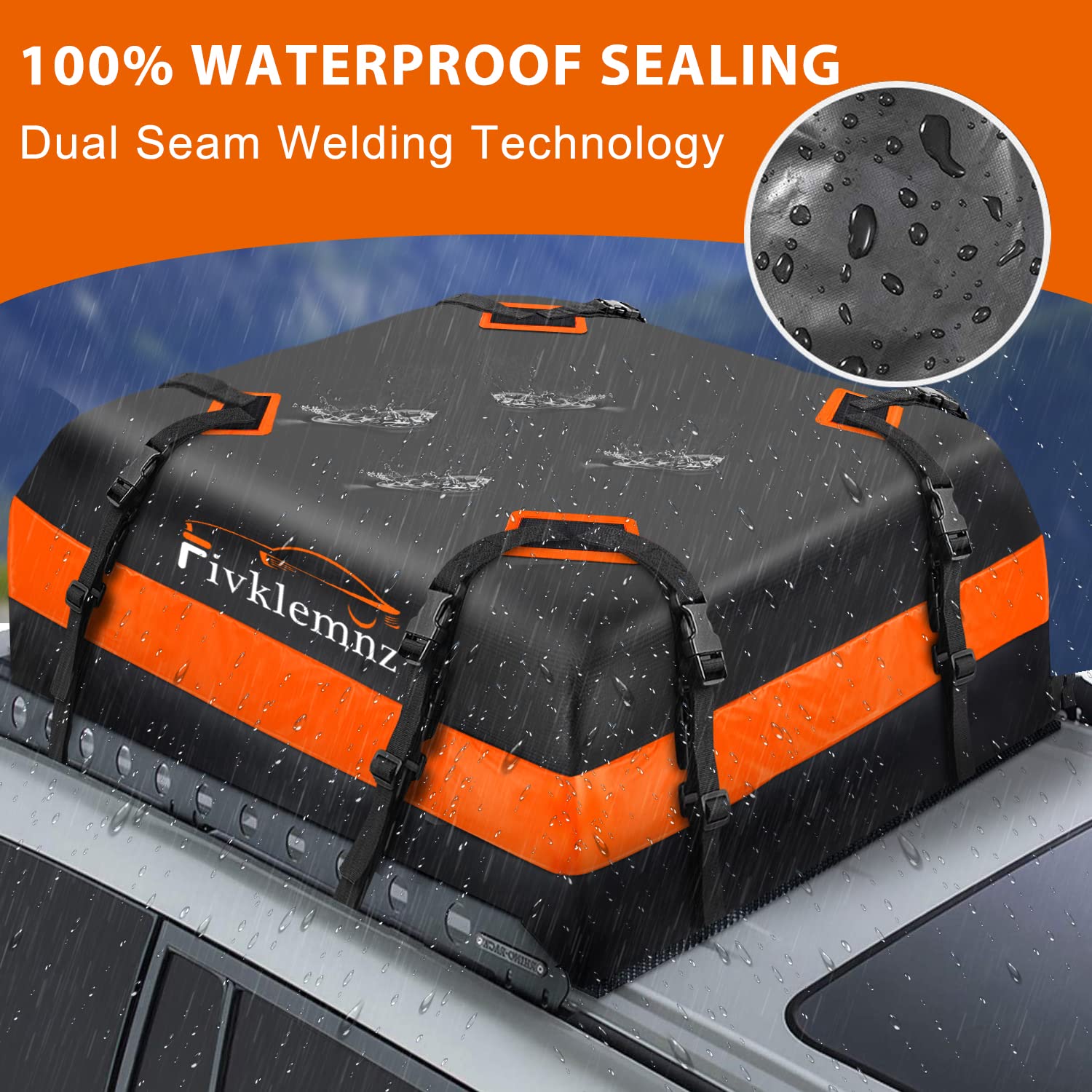 FIVKLEMNZ 15 Cubic Car Roof Bag Cargo Carrier, Waterproof Rooftop Cargo