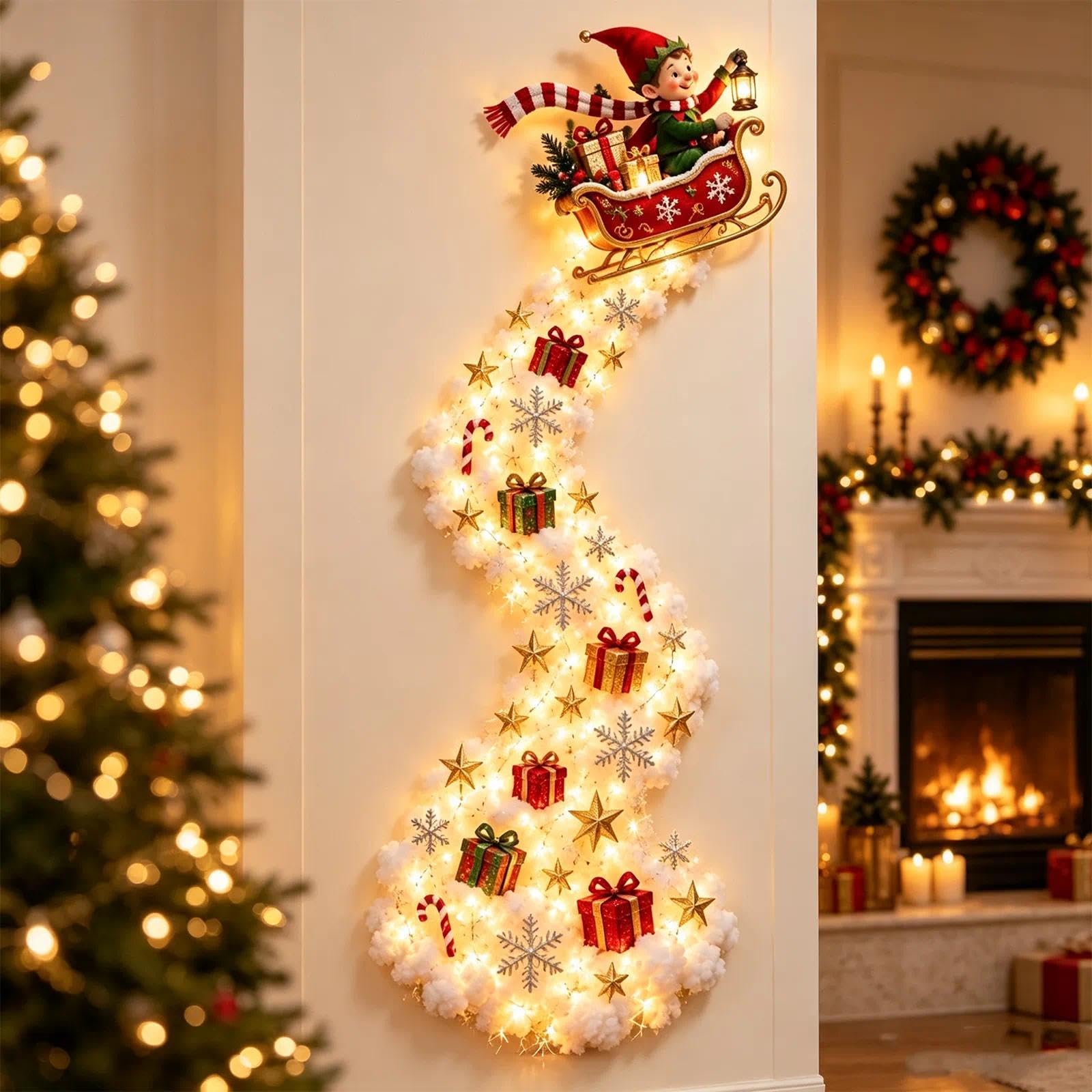 Christmas Magic Trail Wall Light, LED Cascading Christmas Wall Decor