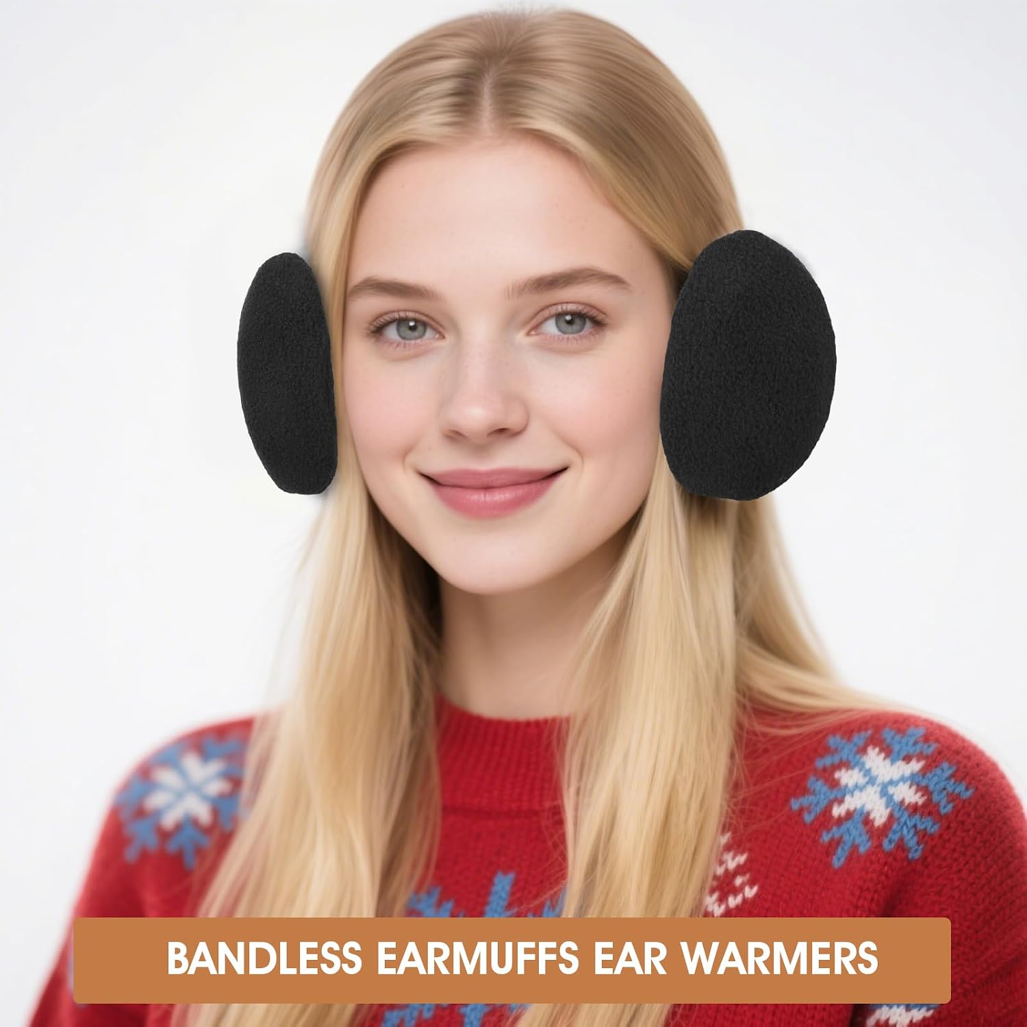 Apausvcm 2 Pairs Bandless Earmuffs, Thick Winter Ear Covers Cold Weather Ear Warmers for Winter Outdoors Unisex
