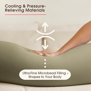 bbhugme Adjustable Pregnancy Pillow with Dusty Olive Cover & Extra Dusty Pink Cover - Full Body Support for Pregnant Women
