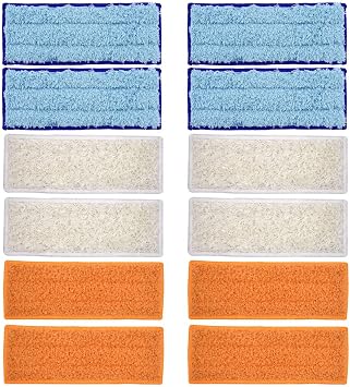 Mop Pads for iRobot Braava Jet 200 Series 240-250, 12-Pack | 4 Wet 4 Dry 4 Damp, for 241 244 245 Robot Mops, Washable and Reusable