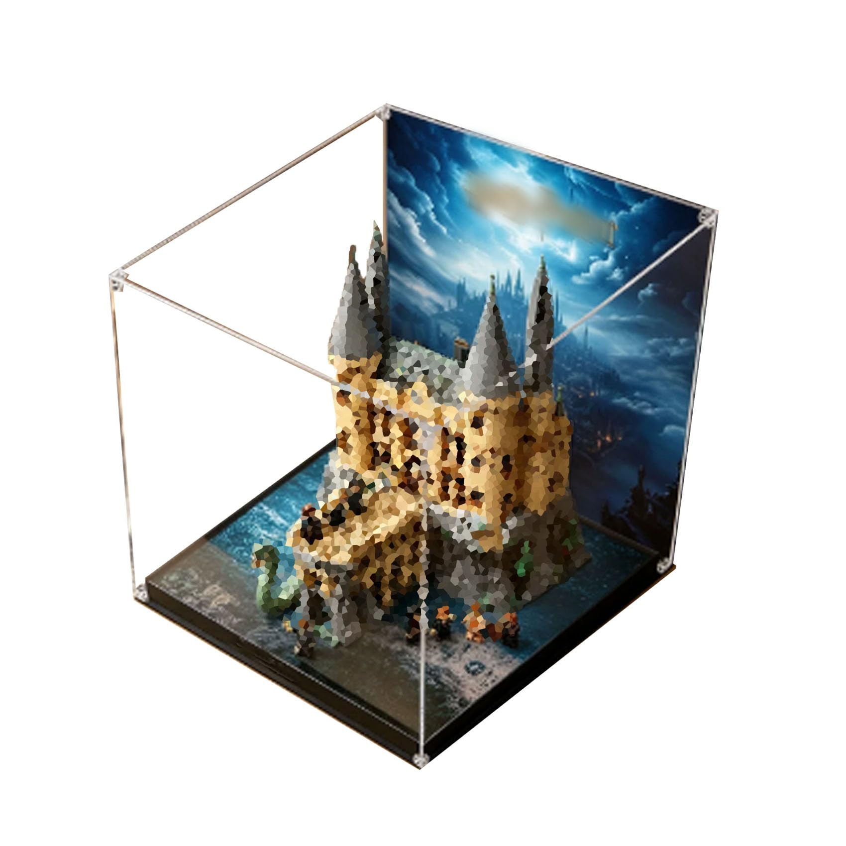 Dustproof acrylic Display Case for Le-go 76473 Castle Model-display box only (StyleB Background 3mm)