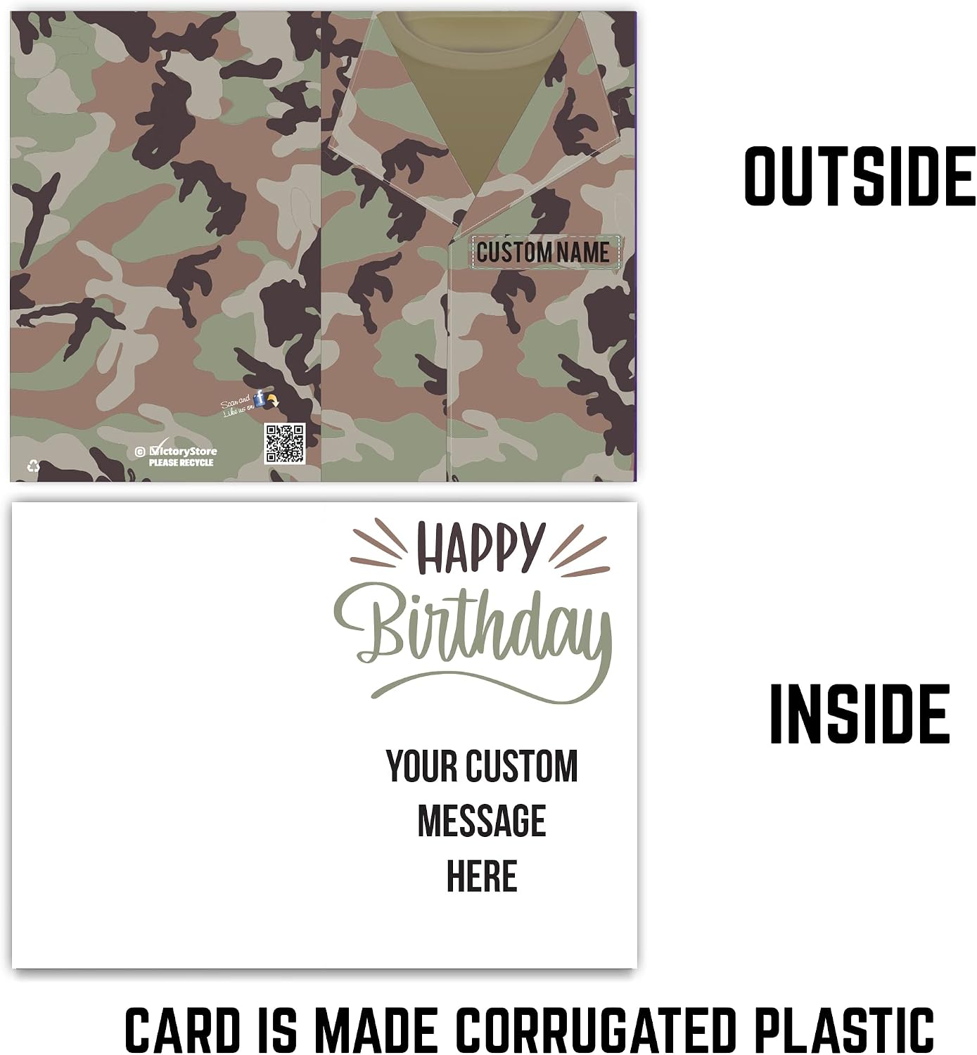 VictoryStore Jumbo 3 Foot Custom Military Birthday Card, Custom Outside Name and Inside Message, Happy Birthday Camouflage Card, 24x36 Inch Card, Ships In A Jumbo Envelope